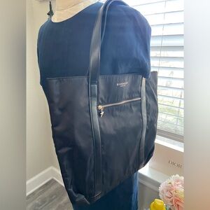 Givenchy Parfums Nylon Black Tote Shopping Bag Faux Leather Straps Light, NWOT